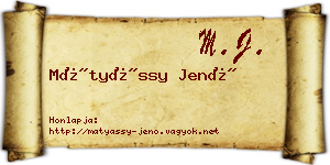 Mátyássy Jenő névjegykártya