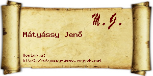 Mátyássy Jenő névjegykártya